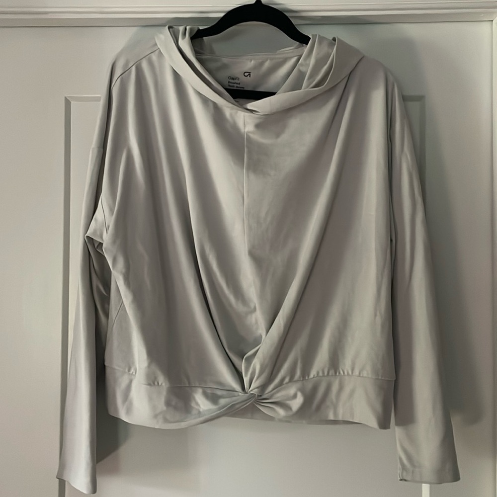 Gap Fit brushed tech jersey hooded top Sz L